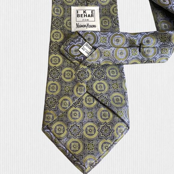 IKE BEHAR for Neiman Marcus Periwinkle Blue Green Textured Repp Silk Tie - Picture 5 of 12